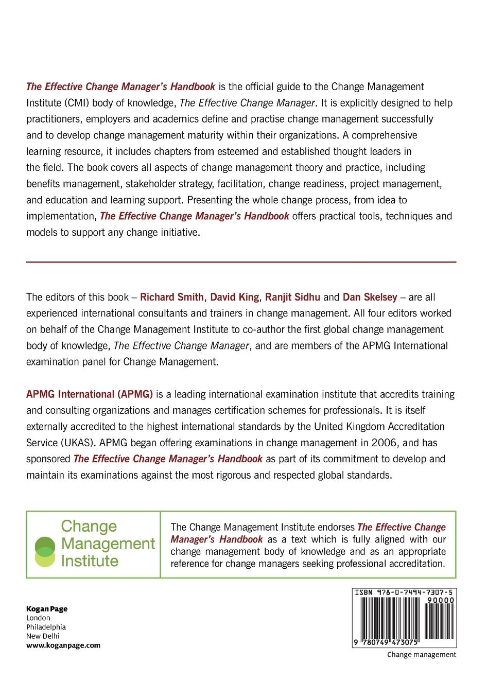 Rückseitencover The Effective Change Manager's Handbook