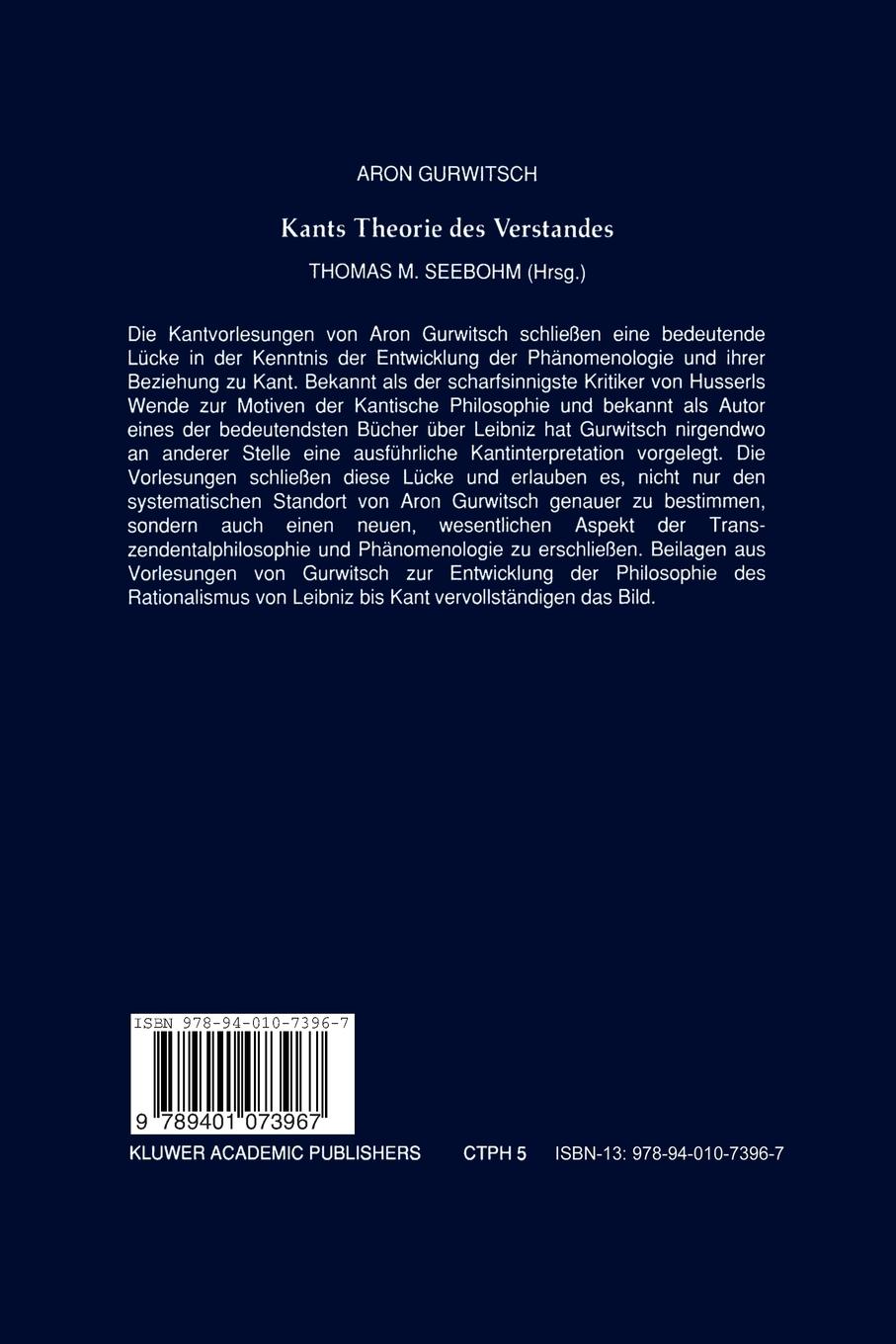 Rückseitencover Kants Theorie des Verstandes