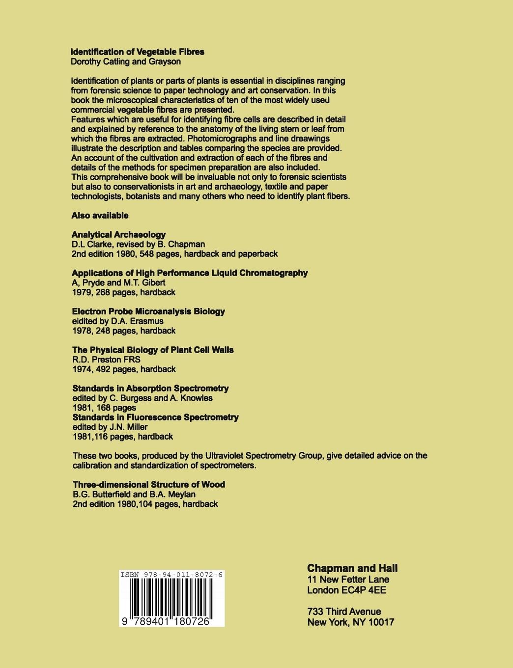 Rückseitencover Identification of Vegetable Fibres