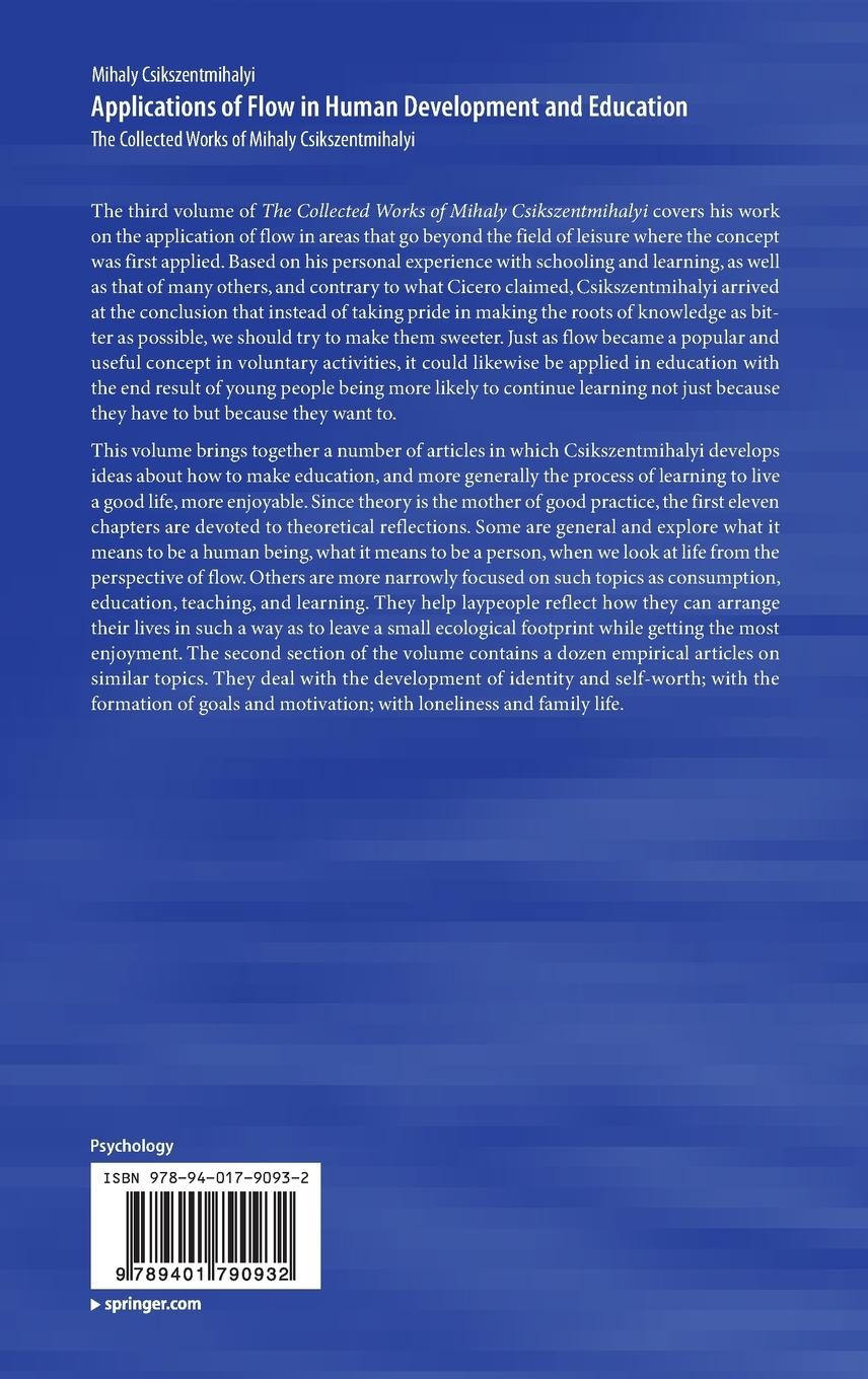 Rückseitencover Applications of Flow in Human Development and Education
