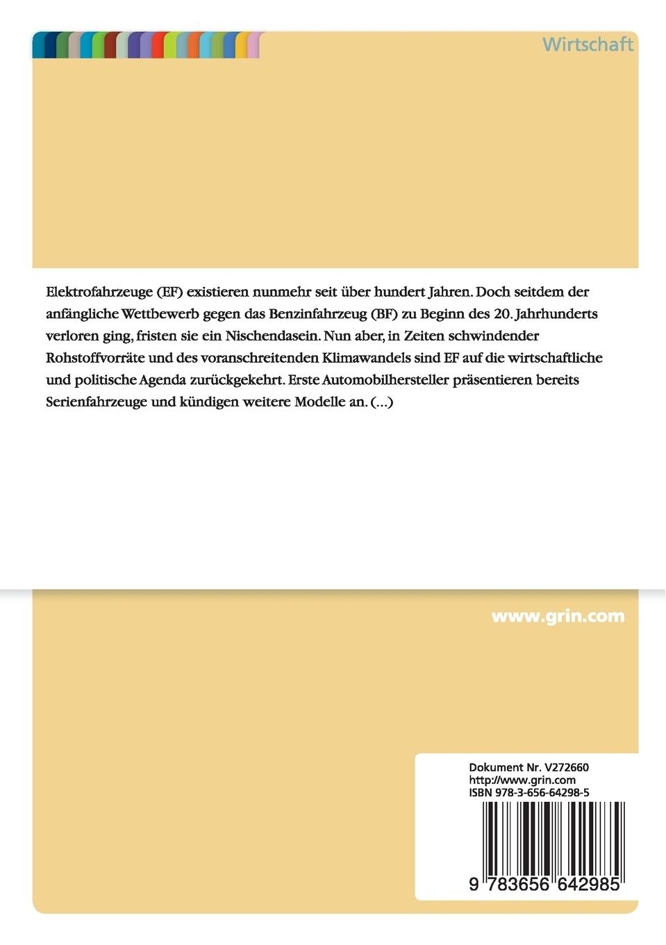 Rückseitencover Erfolgsaussichten der Elektromobilität in Deutschland