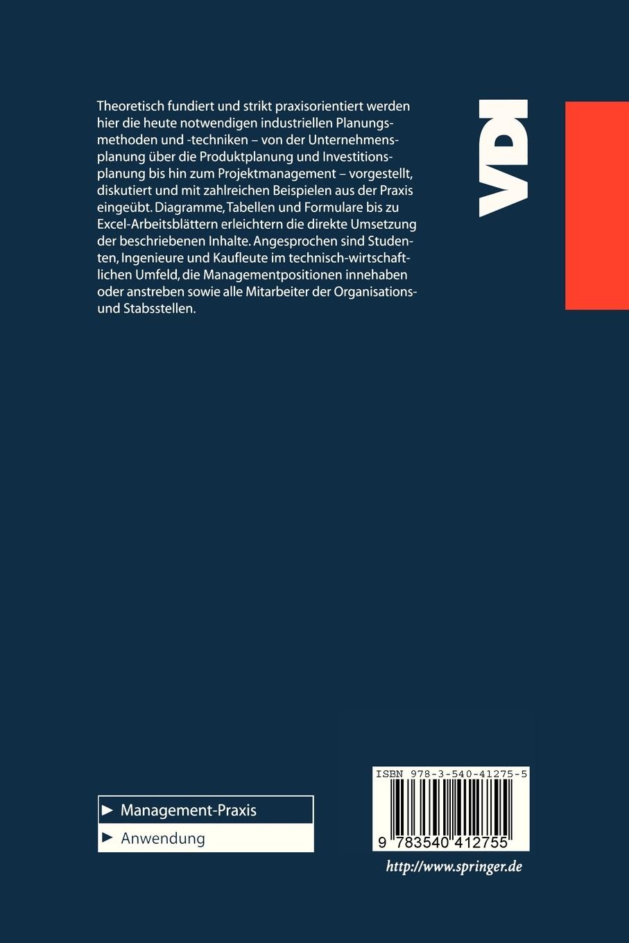 Rückseitencover Industrielle Planungstechniken