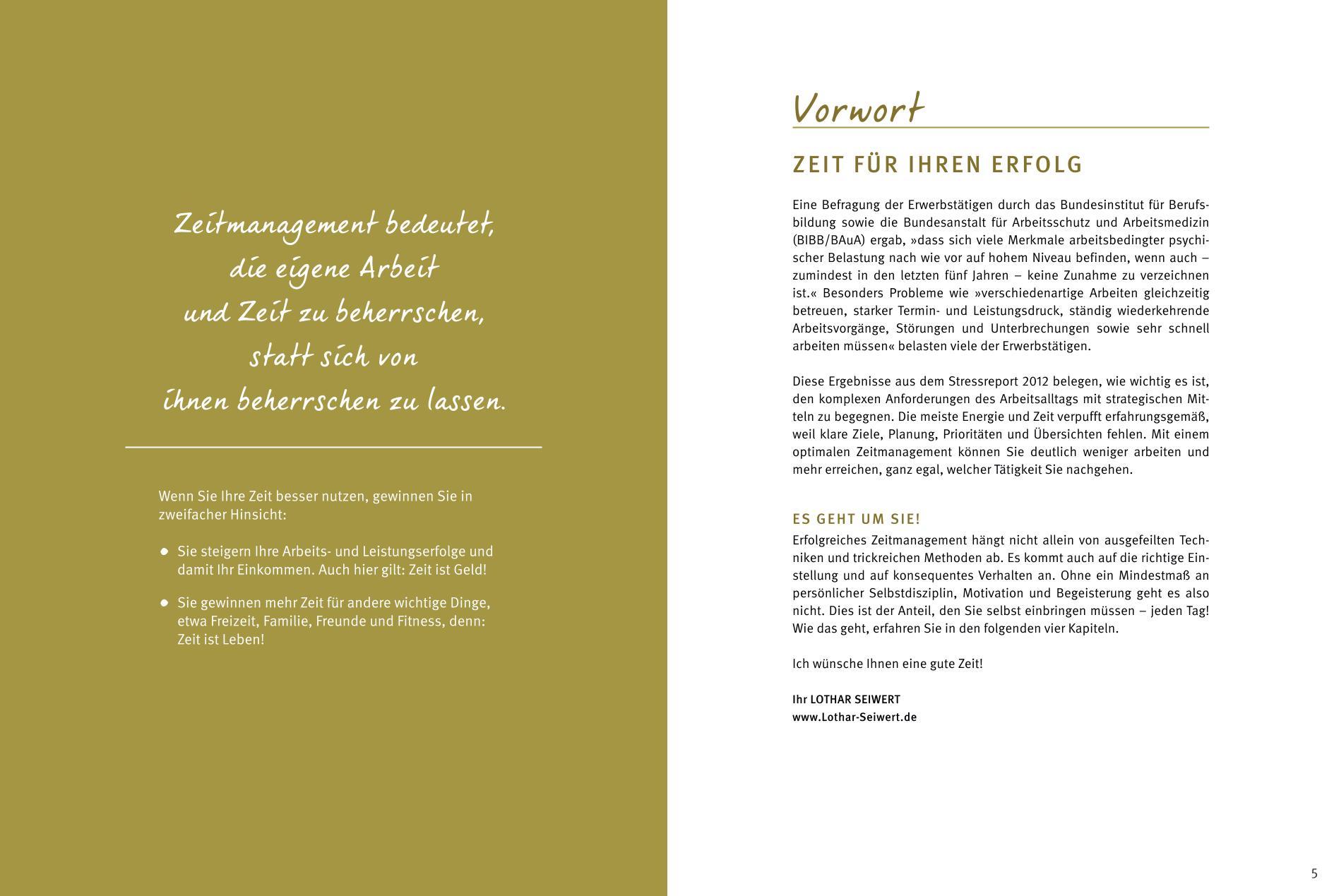 Beispielinhalt (Bild) Das  1x1 des Zeitmanagement