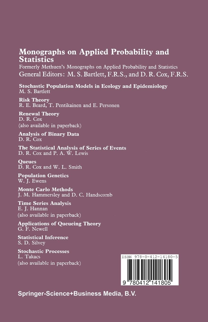 Rückseitencover The Analysis of Time Series: Theory and Practice