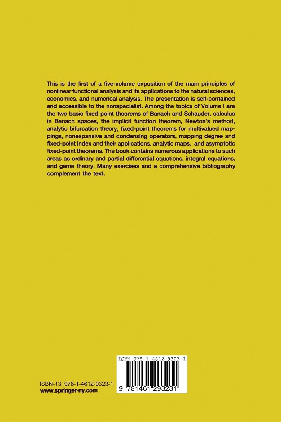 Rückseitencover Nonlinear Functional Analysis and its Applications