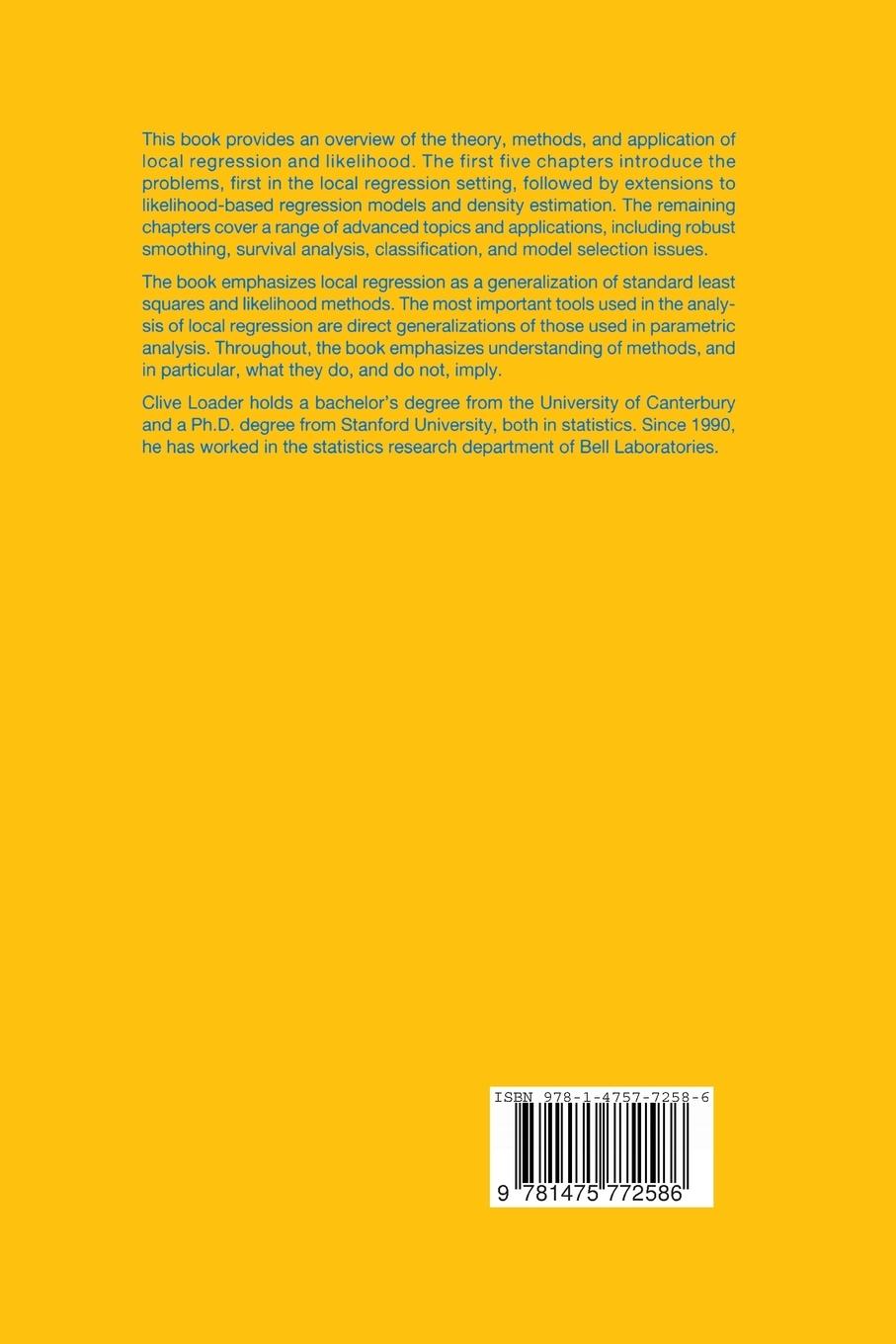 Rückseitencover Local Regression and Likelihood