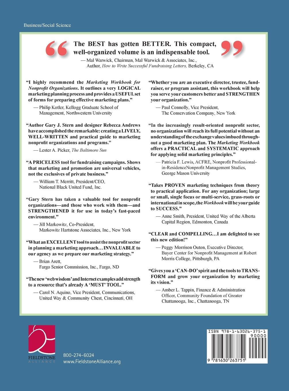 Rückseitencover Marketing Workbook for Nonprofit Organizations