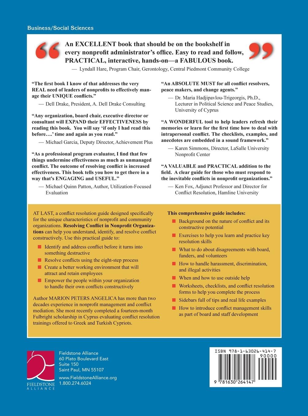 Rückseitencover Resolving Conflict In Nonprofit Organizations