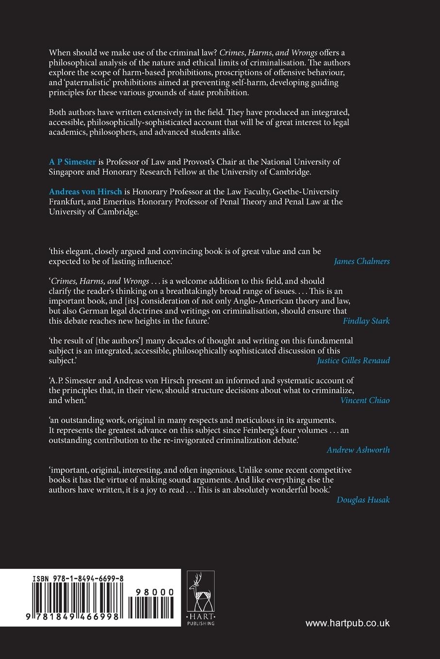 Rückseitencover Crimes, Harms, and Wrongs