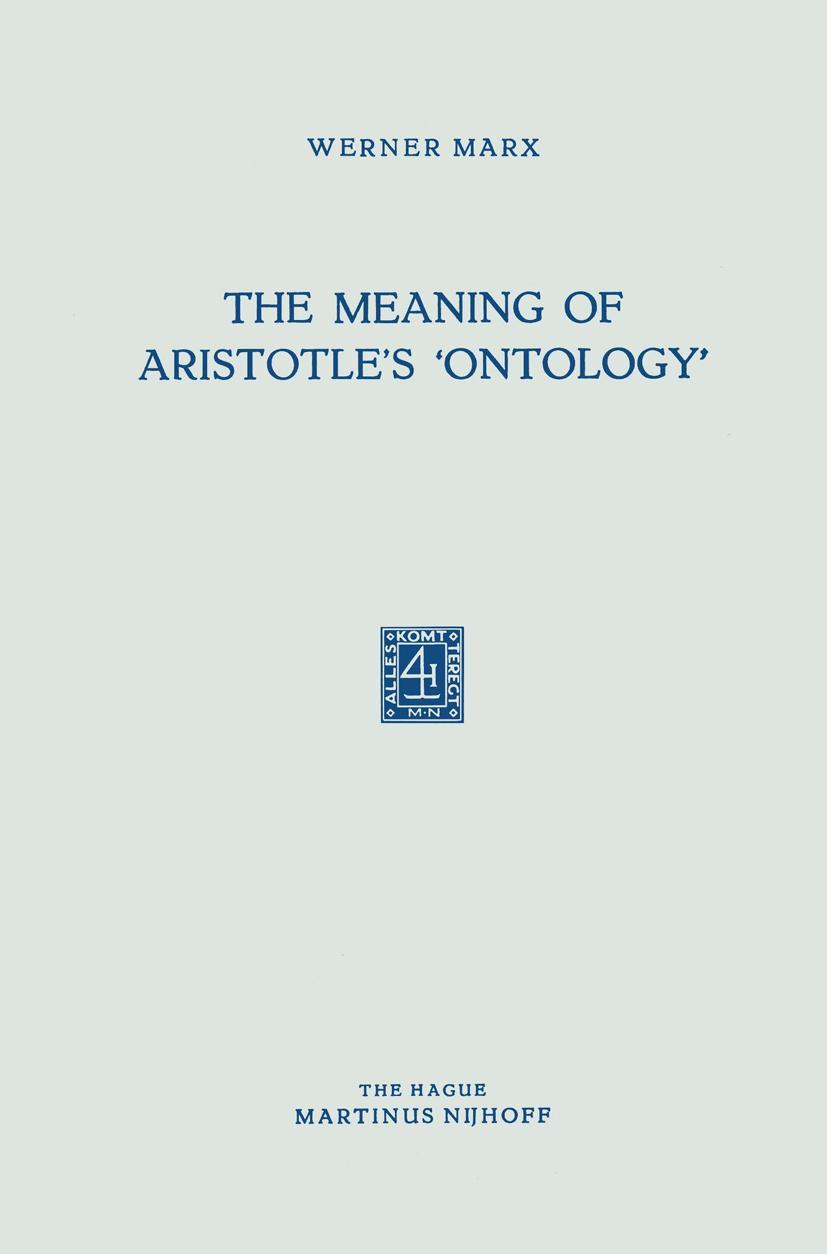 Vorderes Coverbild The Meaning of Aristotle's 'Ontology'
