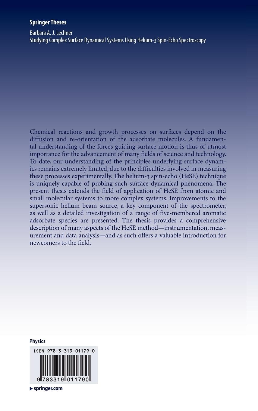Rückseitencover Studying Complex Surface Dynamical Systems Using Helium-3 Spin-Echo Spectroscopy