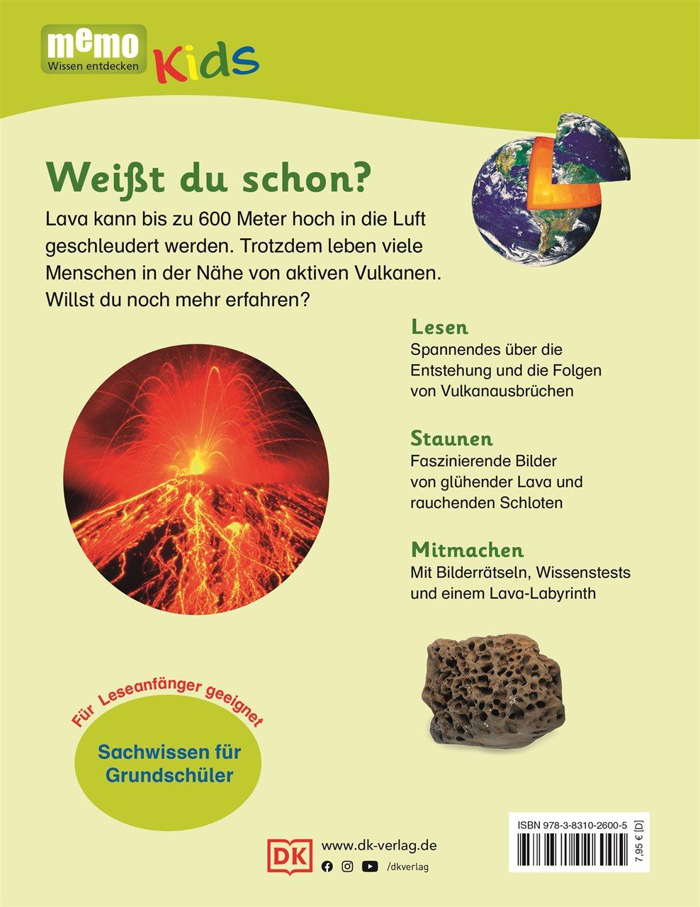 Rückseitencover memo Kids. Welt der Vulkane