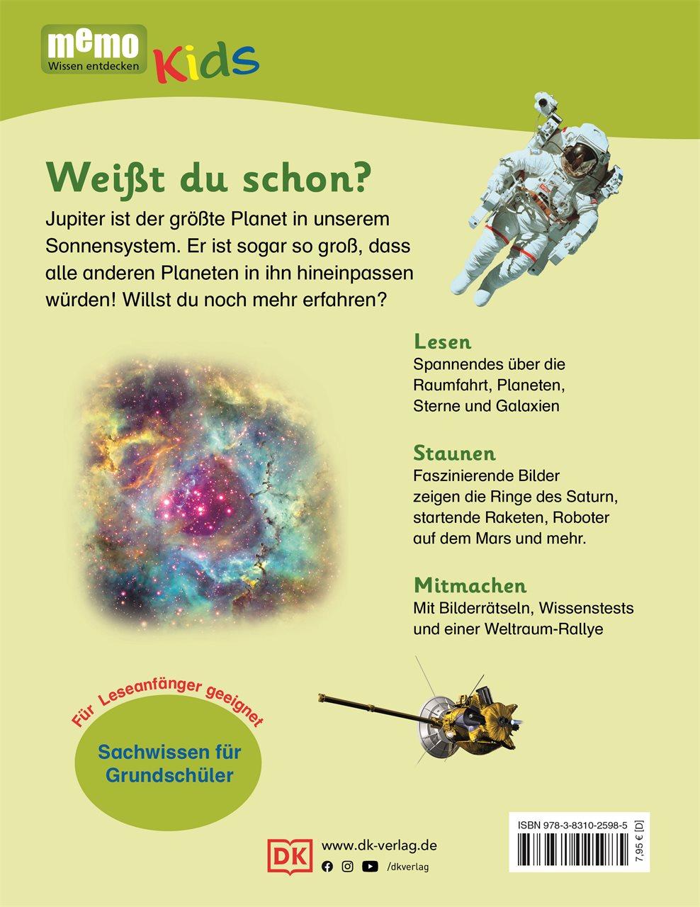 Rückseitencover memo Kids. Weltraum