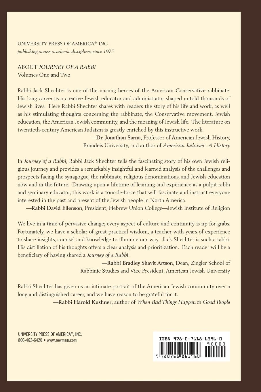 Rückseitencover Journey of a Rabbi