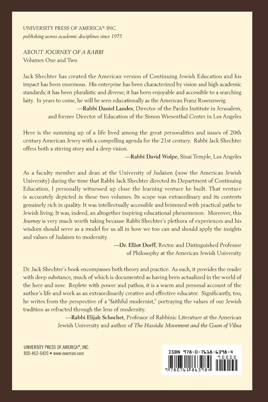 Rückseitencover Journey of a Rabbi