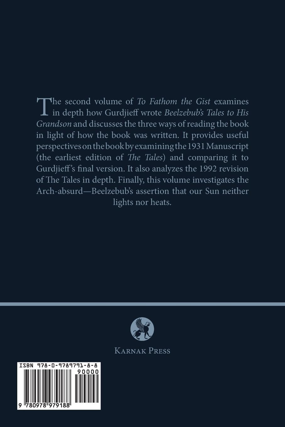 Rückseitencover To Fathom the Gist
