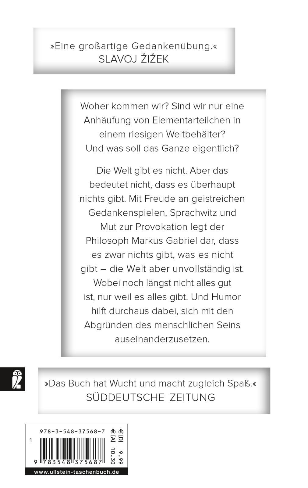 Rückseitencover Warum es die Welt nicht gibt