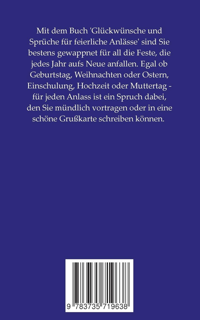 Rückseitencover Glückwünsche und Sprüche für feierliche Anlässe