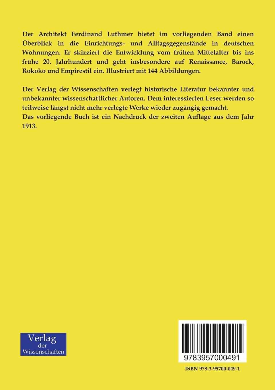 Rückseitencover Deutsche Möbel der Vergangenheit