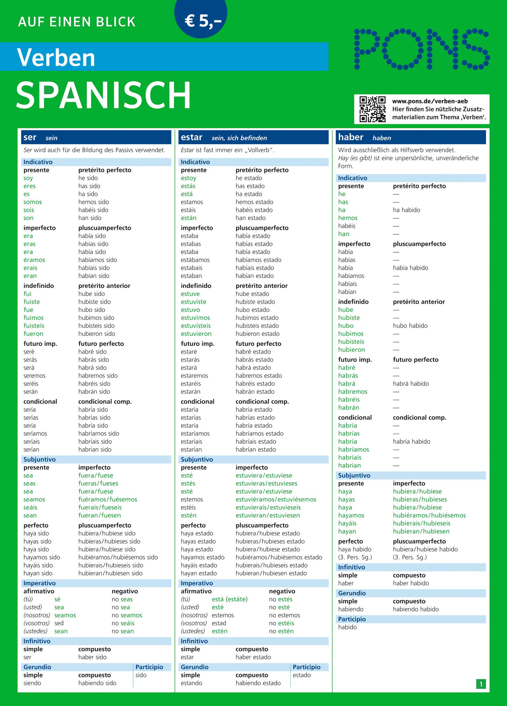 Vorderes Coverbild PONS Verben auf einen Blick Spanisch