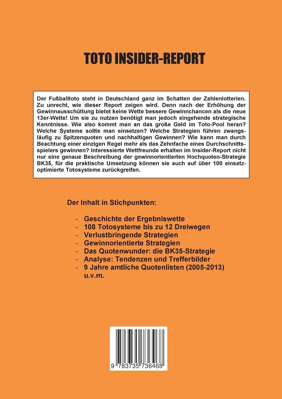 Rückseitencover Toto Insider-Report