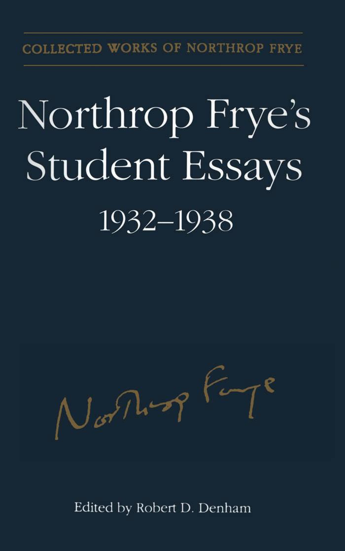 Vorderes Coverbild Northrop Frye's Student Essays, 1932-1938
