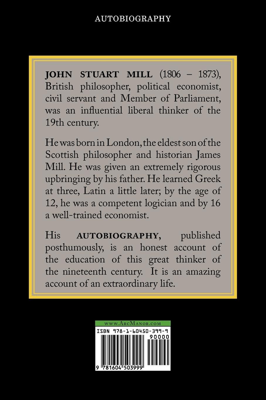 Rückseitencover Autobiography of John Stuart Mill