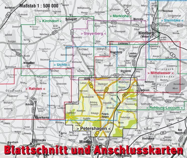 Rückseitencover Petershagen, KVplan, Radkarte/Wanderkarte/Stadtplan, 1:25.000 / 1:15.000 / 1:7.500