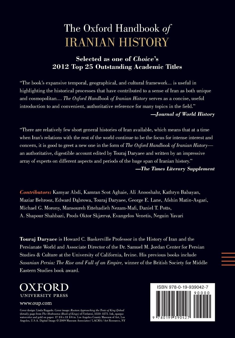 Rückseitencover The Oxford Handbook of Iranian History