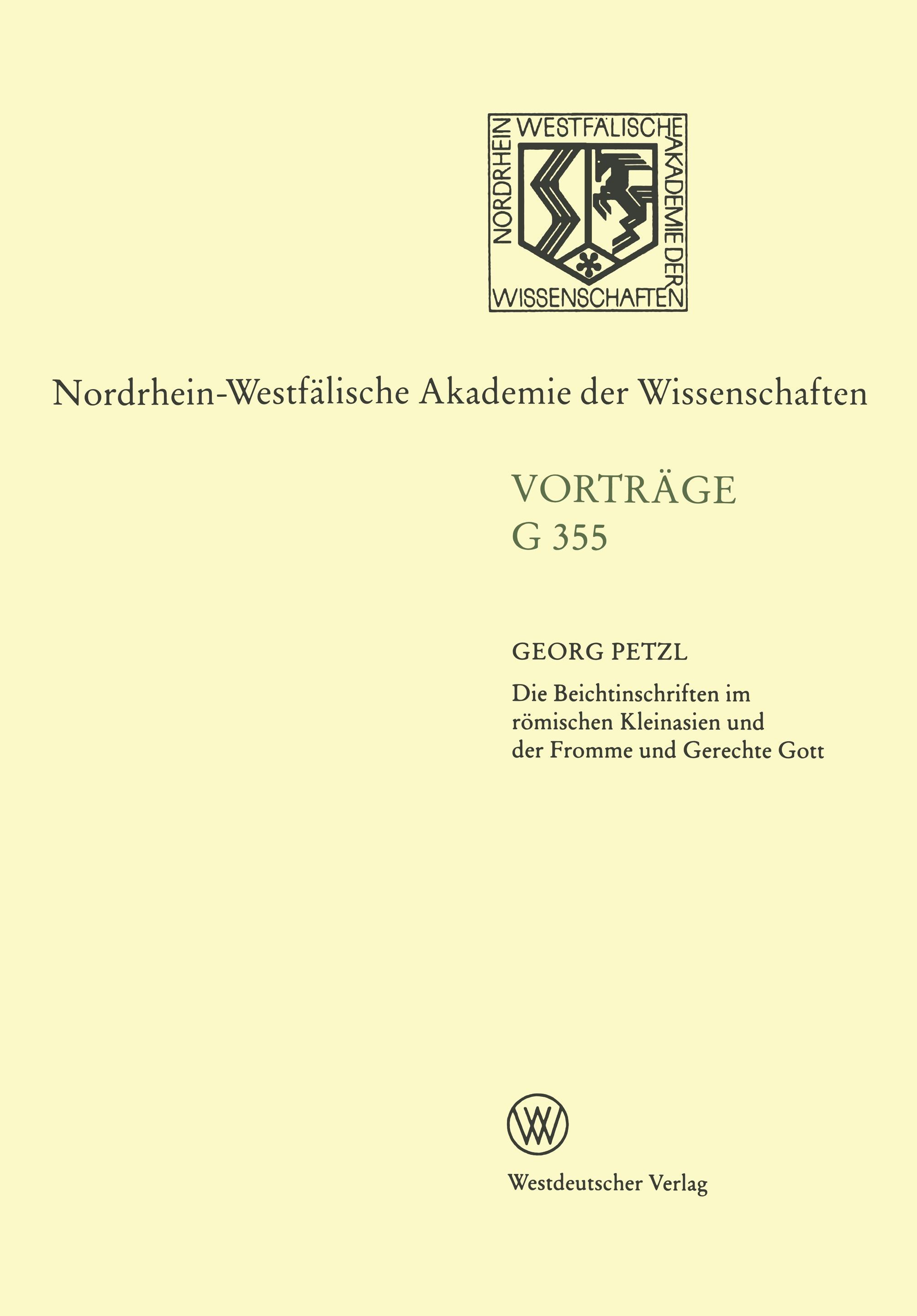 Vorderes Coverbild Die Beichtinschriften im römischen Kleinasien und der Fromme und Gerechte Gott