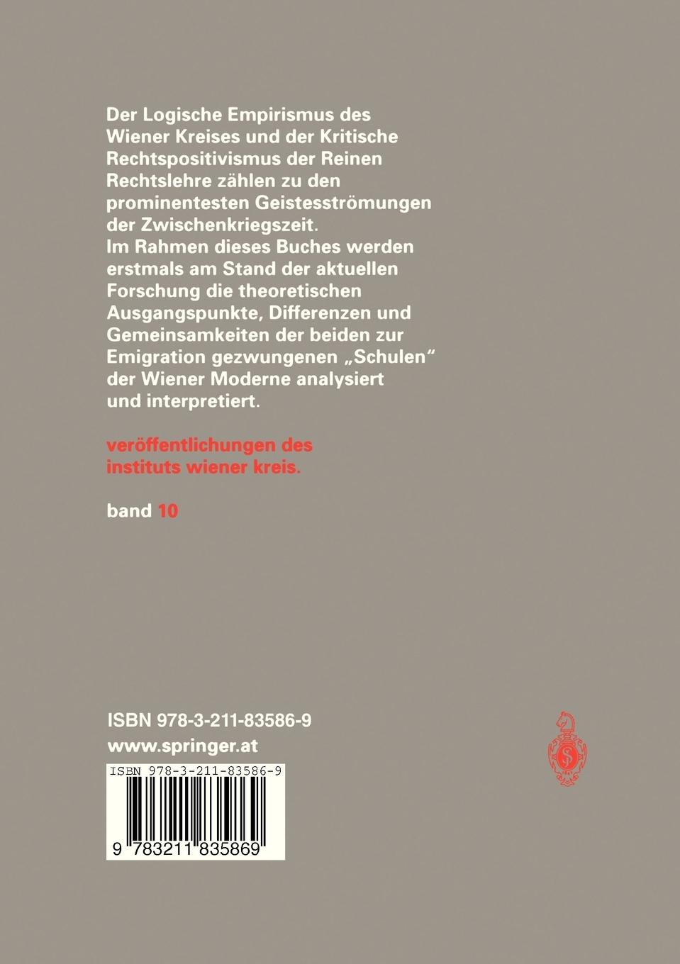 Rückseitencover Logischer Empirismus und Reine Rechtslehre