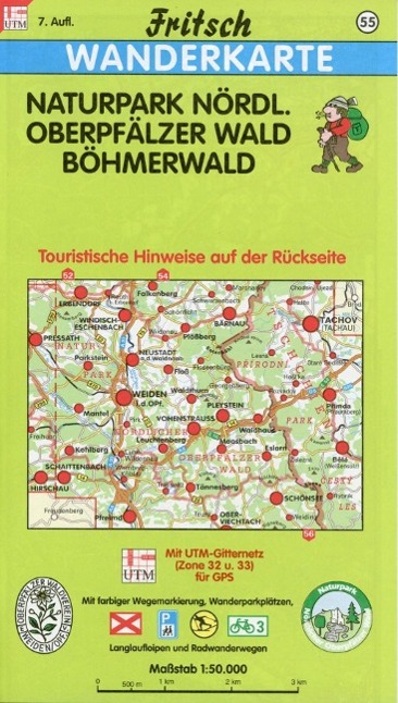 Vorderes Coverbild Naturpark Nördlicher Oberpfälzer Wald / Böhmerwald 1 : 50 000. Fritsch Wanderkarte