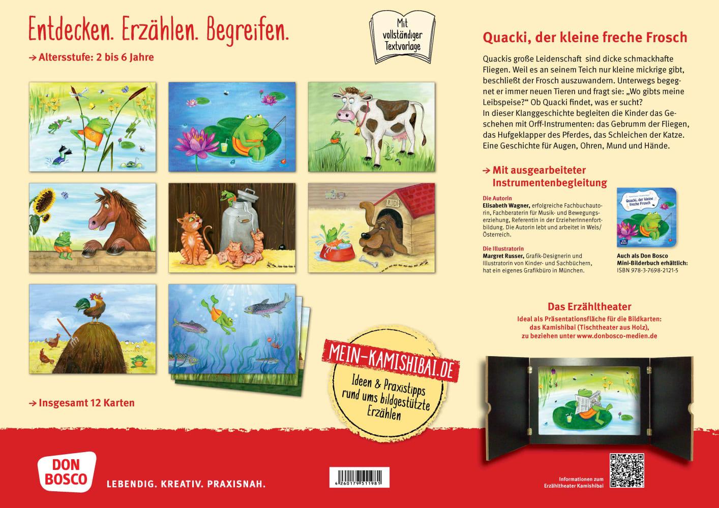 Beispielinhalt (Bild) Quacki, der kleine freche Frosch. Kamishibai Bildkartenset