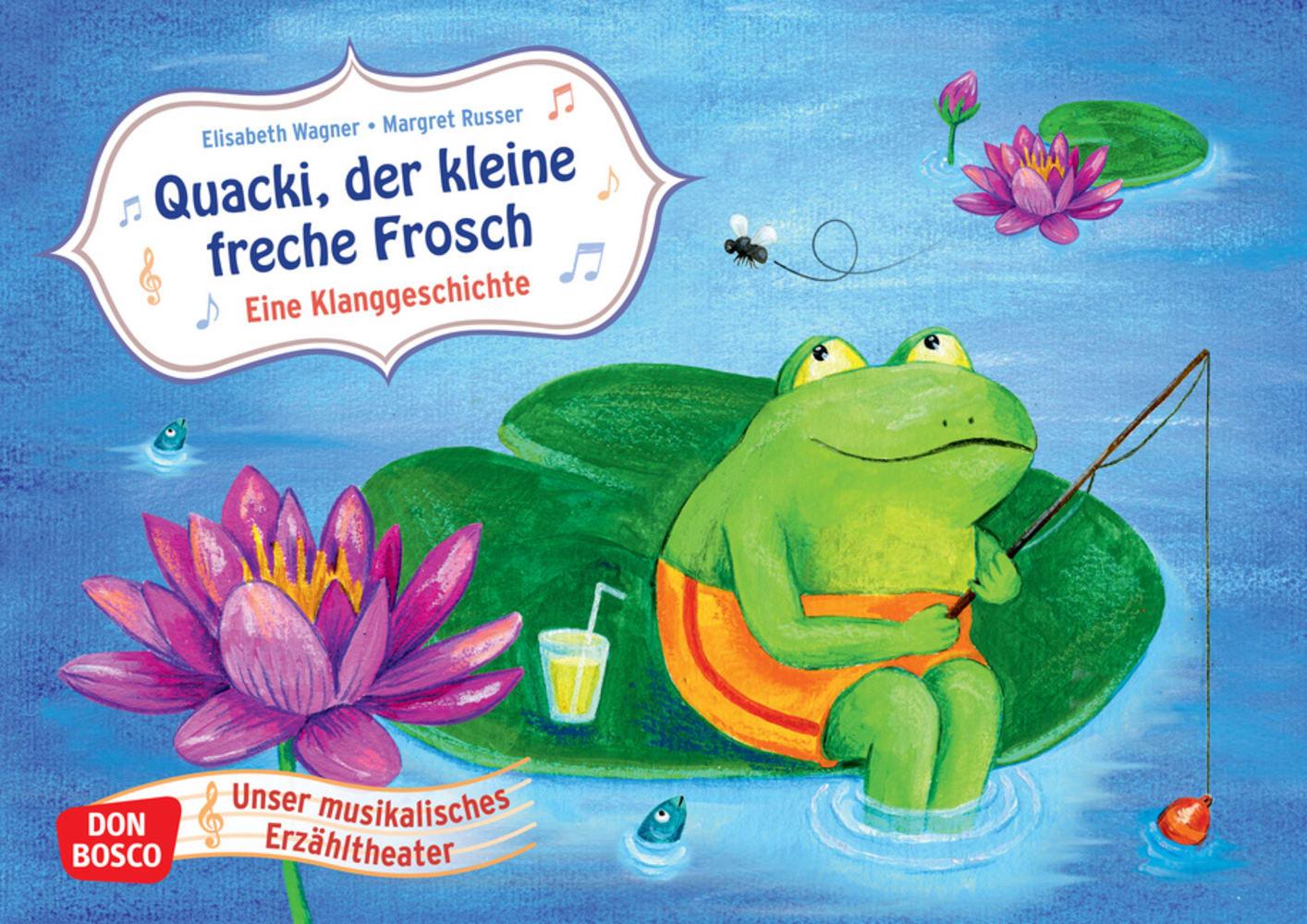 Vorderes Coverbild Quacki, der kleine freche Frosch. Kamishibai Bildkartenset