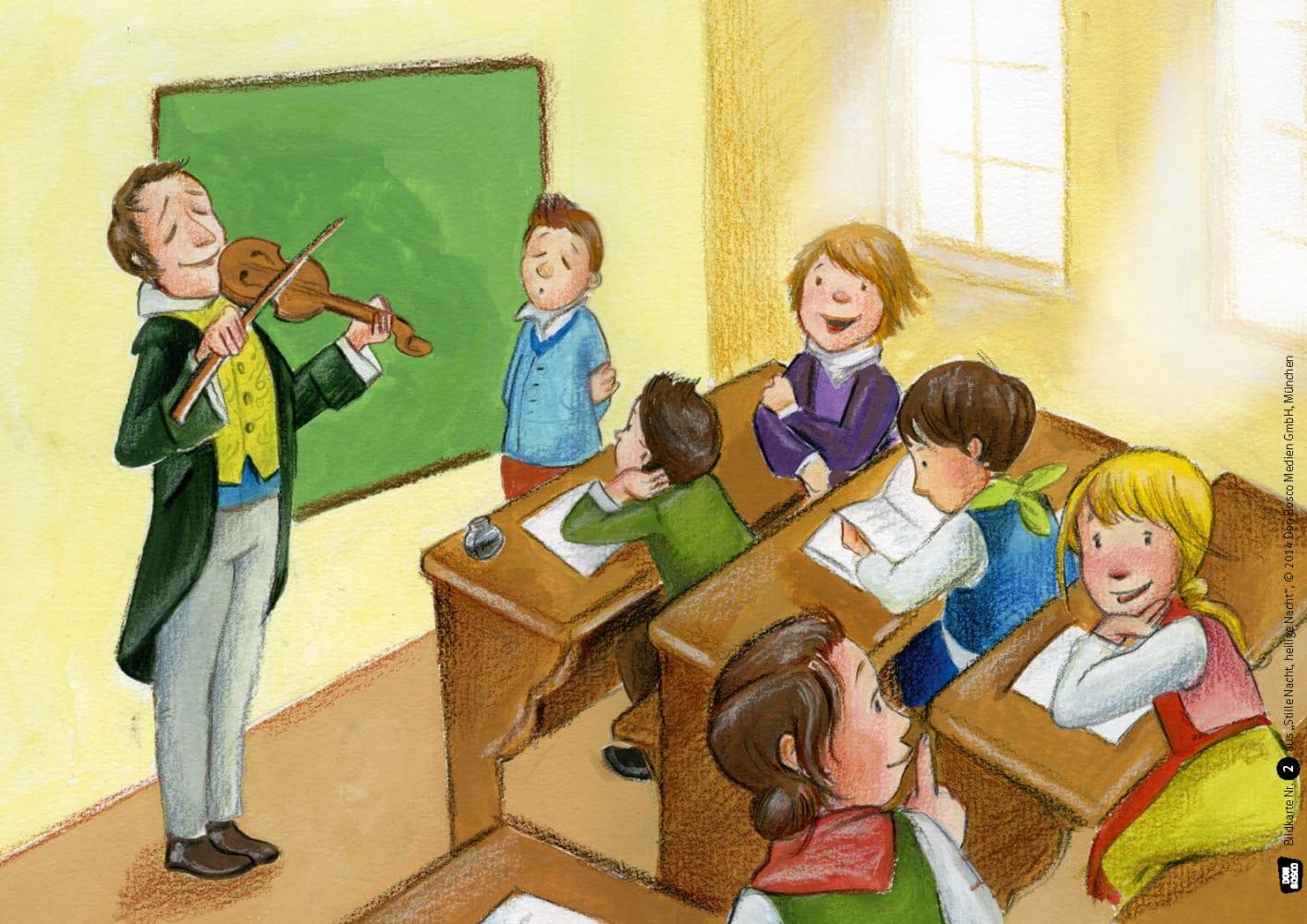 Beispielinhalt (Bild) Stille Nacht, heilige Nacht. Kamishibai Bildkartenset.