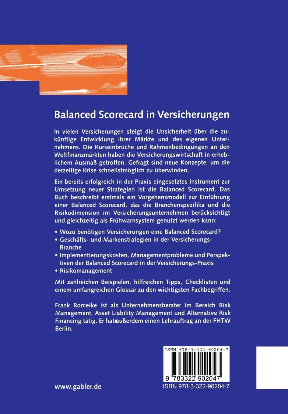 Rückseitencover Balanced Scorecard in Versicherungen