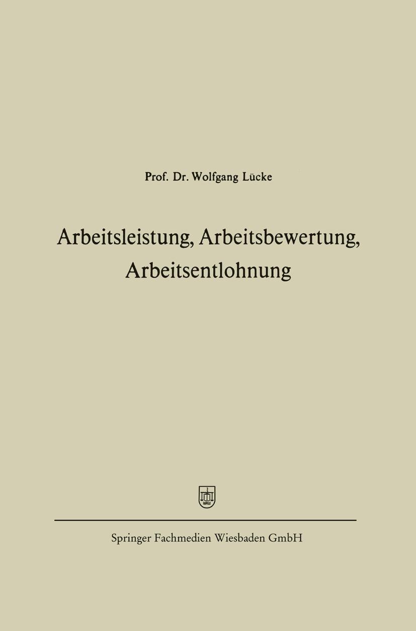 Vorderes Coverbild Arbeitsleistung, Arbeitsbewertung, Arbeitsentlohnung
