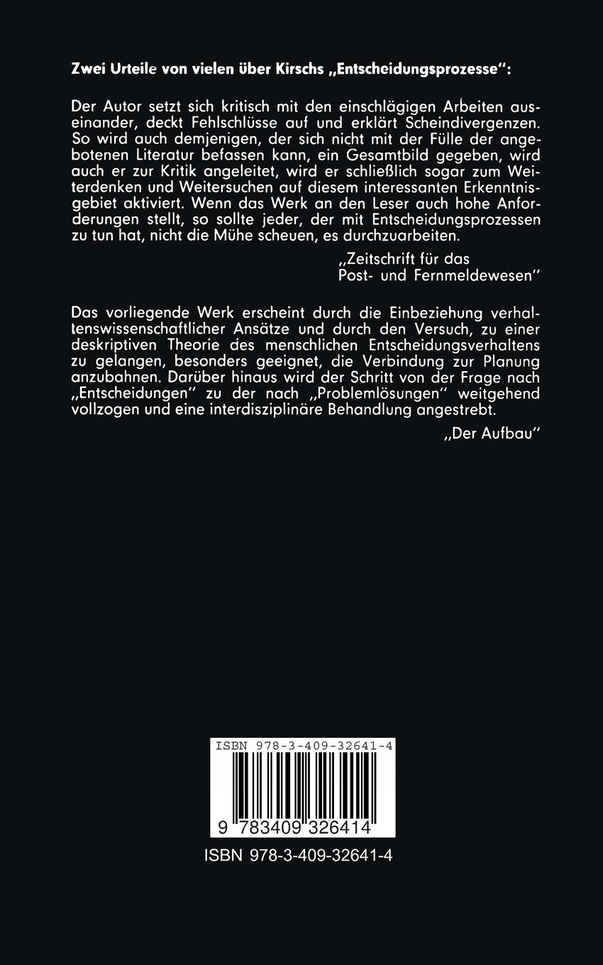 Rückseitencover Einführung in die Theorie der Entscheidungsprozesse