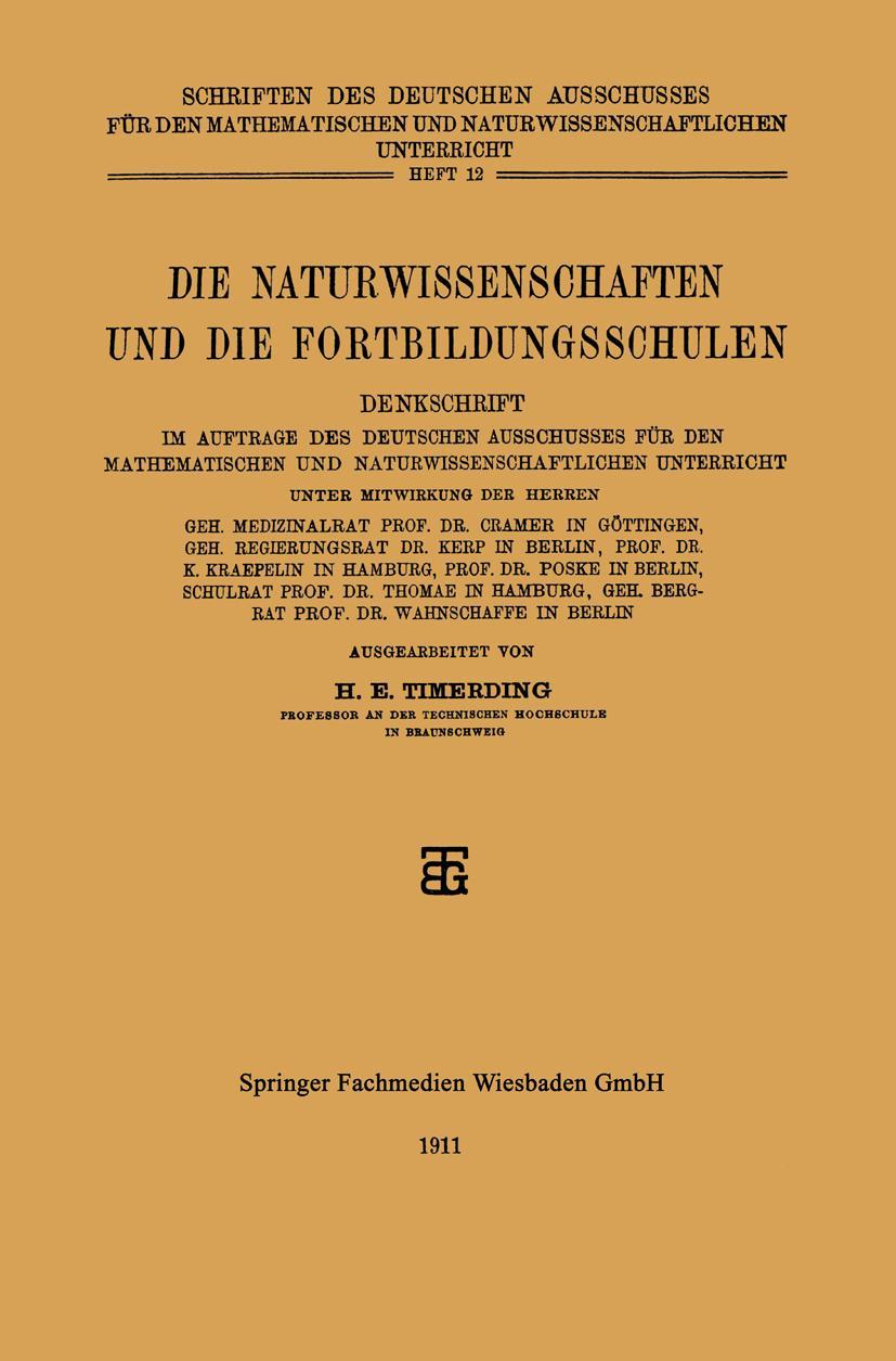 Vorderes Coverbild Die Naturwissenschaften und die Fortbildungsschulen