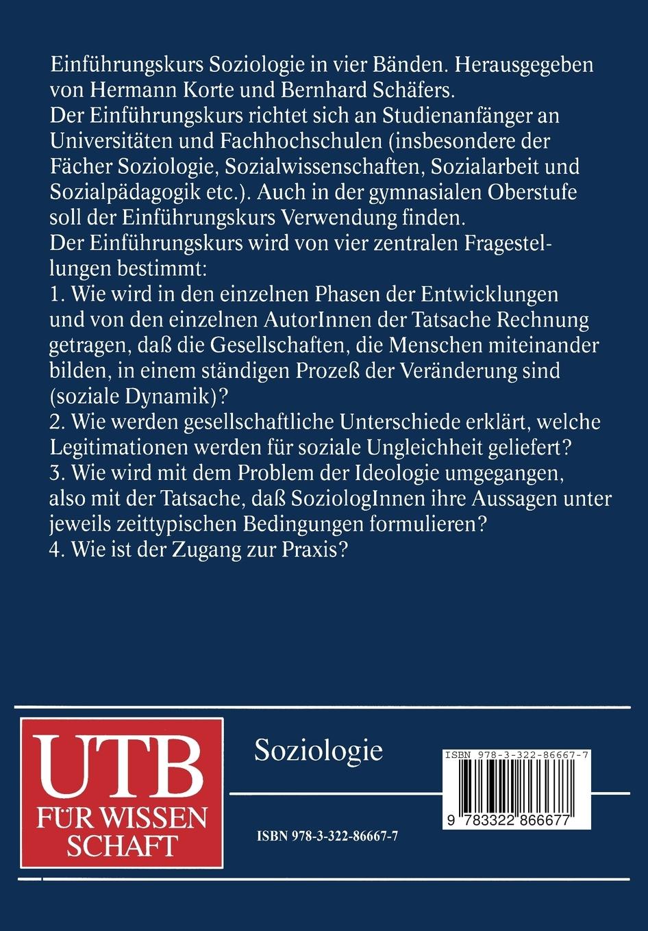 Rückseitencover Einführung in Praxisfelder der Soziologie