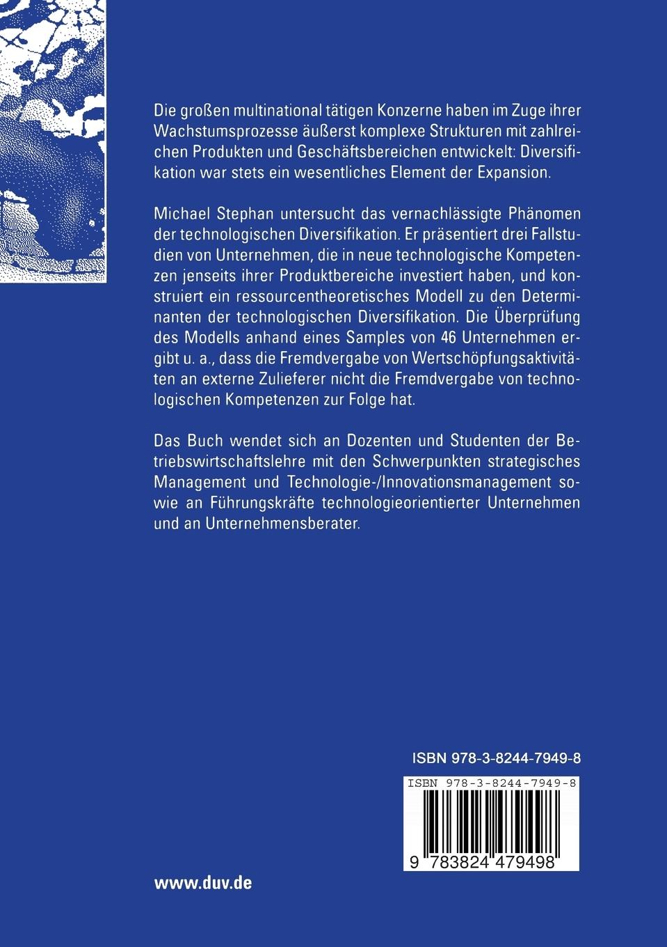 Rückseitencover Technologische Diversifikation von Unternehmen