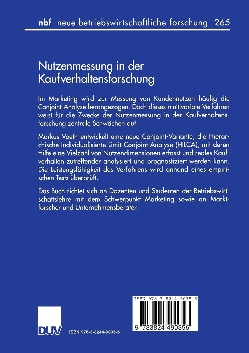 Rückseitencover Nutzenmessung in der Kaufverhaltensforschung