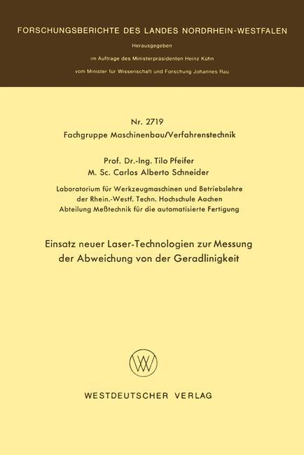 Vorderes Coverbild Einsatz neuer Laser-Technologien zur Messung der Abweichung von der Geradlinigkeit