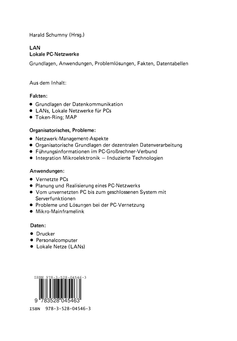 Rückseitencover LAN Lokale PC-Netzwerke