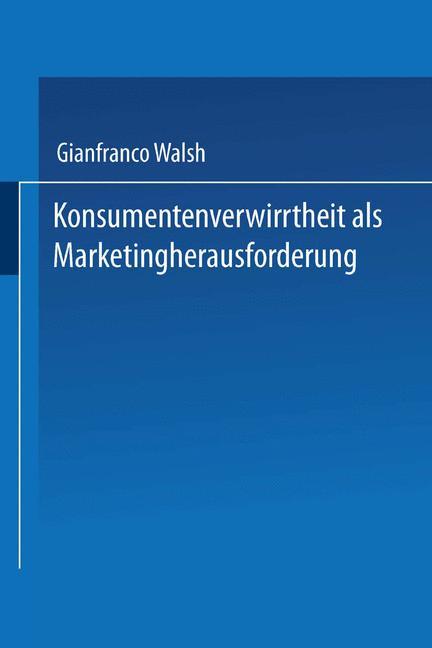 Vorderes Coverbild Konsumentenverwirrtheit als Marketingherausforderung