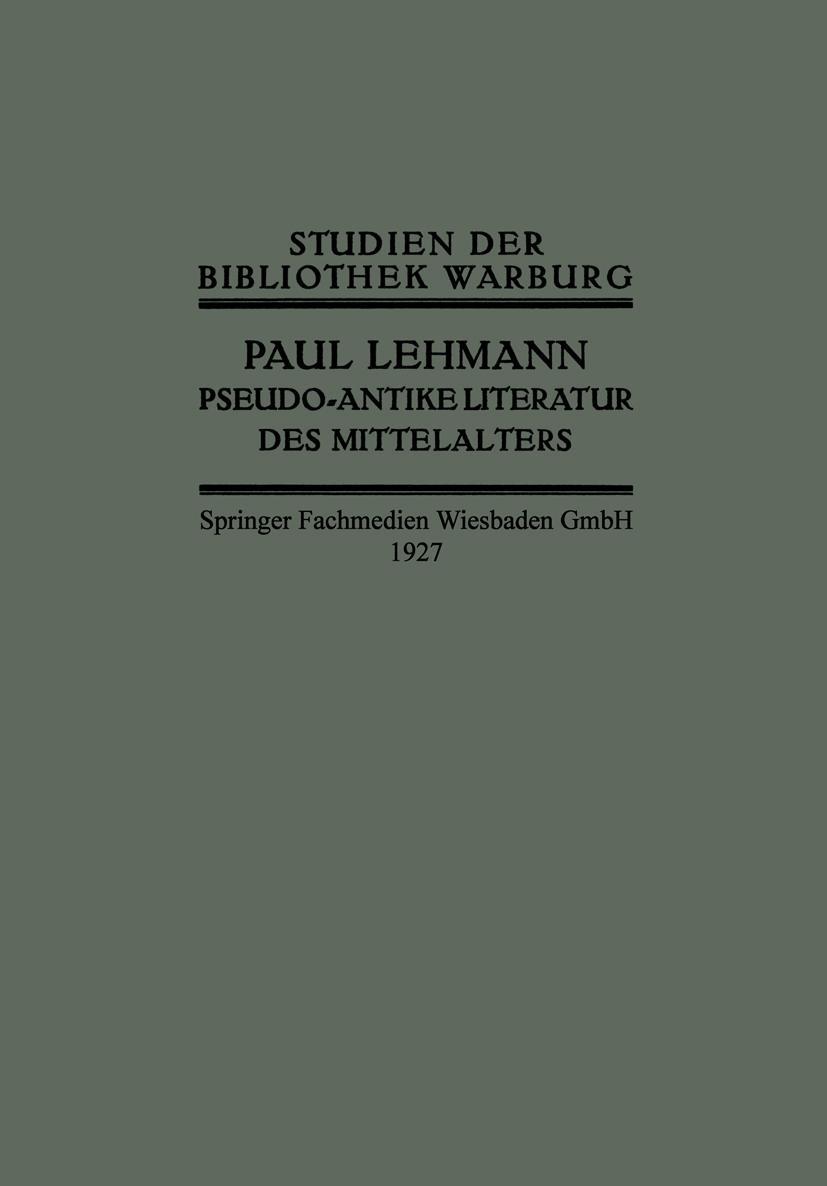 Vorderes Coverbild Pseudo-Antike Literatur des Mittelalters
