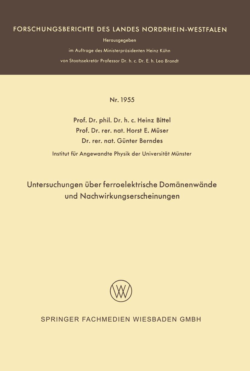 Vorderes Coverbild Untersuchungen über ferroelektrische Domänenwände und Nachwirkungserscheinungen
