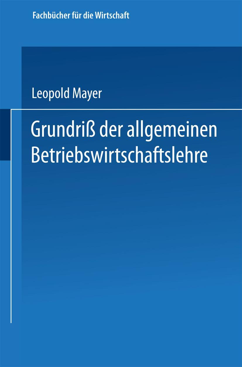 Vorderes Coverbild Grundriß der allgemeinen Betriebswirtschaftslehre