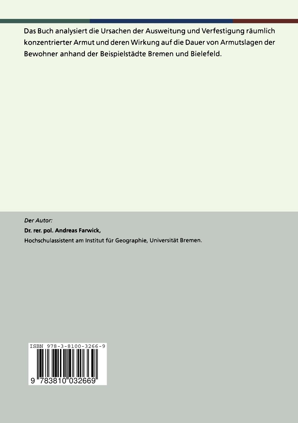 Rückseitencover Segregierte Armut in der Stadt