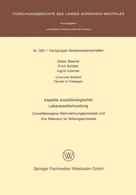 Vorderes Coverbild Aspekte sozialökologischer Lebenswelterkundung